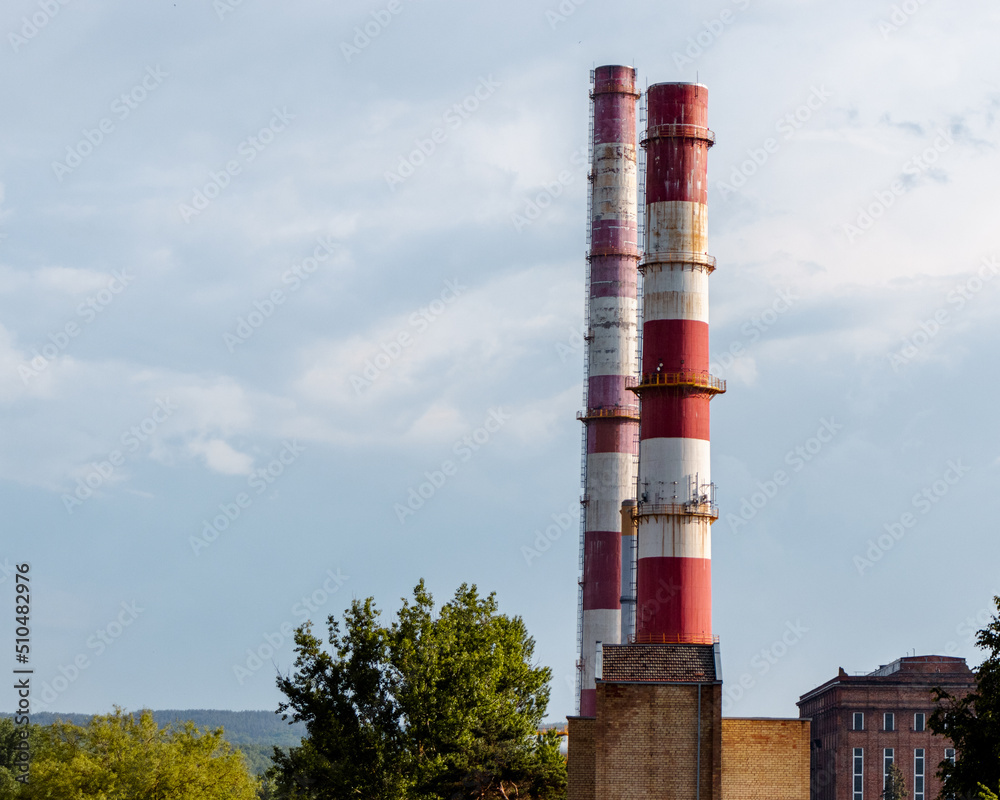 Electric power plant and chimney in the Vilnius city