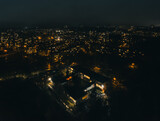 night aerial  view of the city in europe