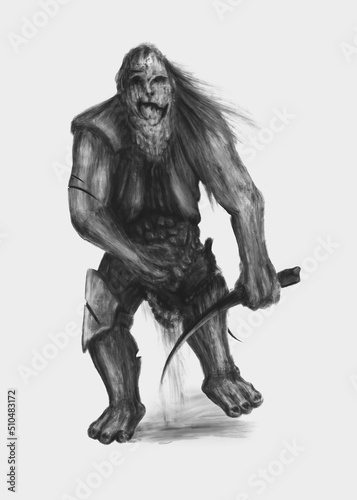 Dark fantasy character concept, butcher horror sketch