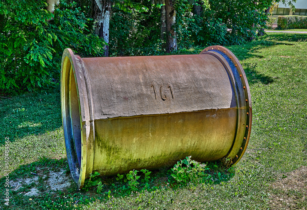Large steel pipe used in the ancient conduction of water to the cities. Large steel pipe used in the ancient conduction of water to the cities.