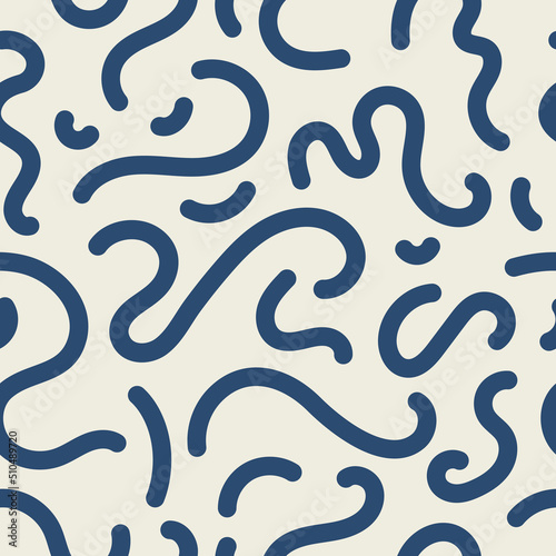 Canvastavla Blue squiggle seamless vector pattern