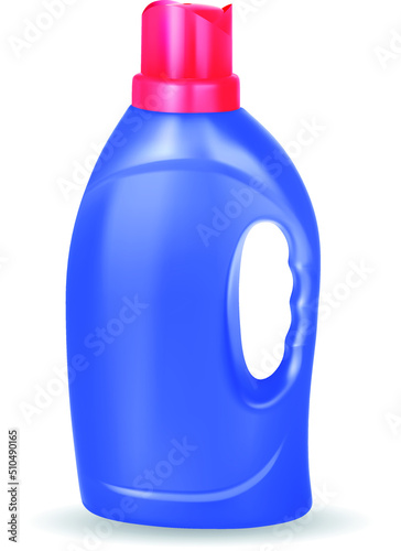 Blue plastic bottle of cleaning product. EPS-10