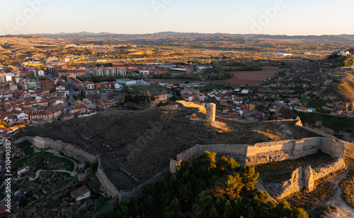 Obraz na plátne Scenic drone view of ancient ruined Mocha tower or Consolation Castle on hilltop