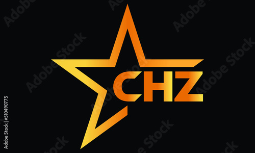 CHZ golden luxury star icon three letter logo design vector template. royal logo | luxury logo | jewelry logo | premium logo | iconic logo | Victoria logo | photo