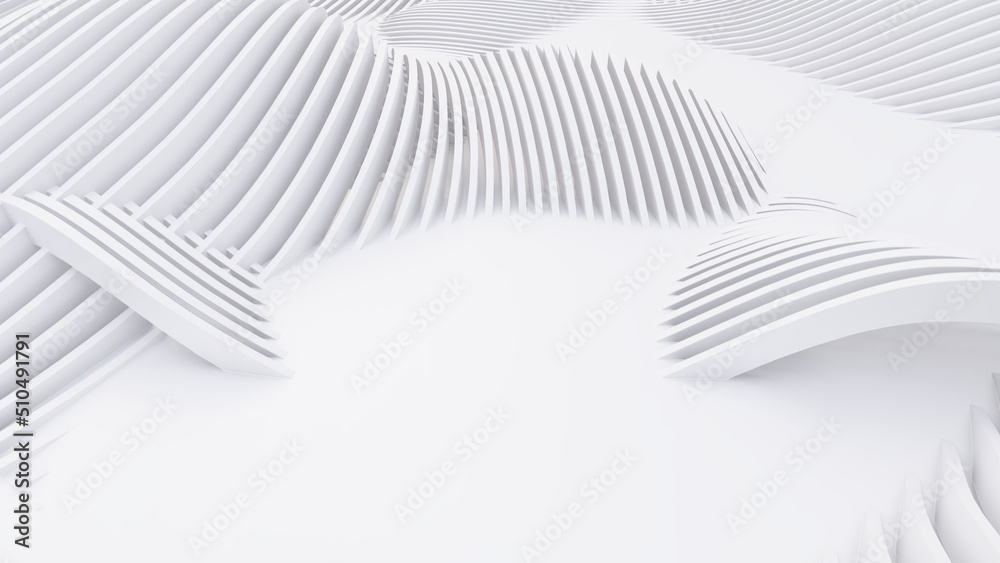 Abstract Curved Shapes. White Circular Background. Abstract Curved Shapes. White Circular Background.