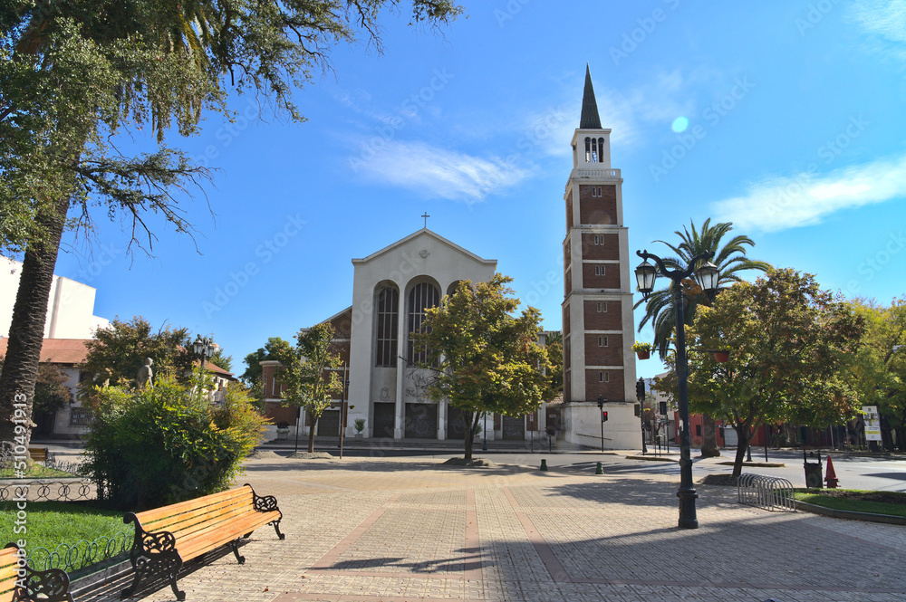 Obraz premium Vieew of the cathedral of Talca in Chile. 