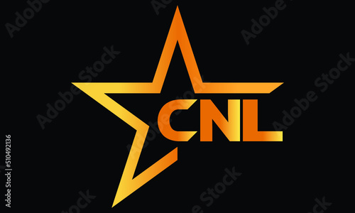 CNL golden luxury star icon three letter logo design vector template. royal logo | luxury logo | jewelry logo | premium logo | iconic logo | Victoria logo | photo