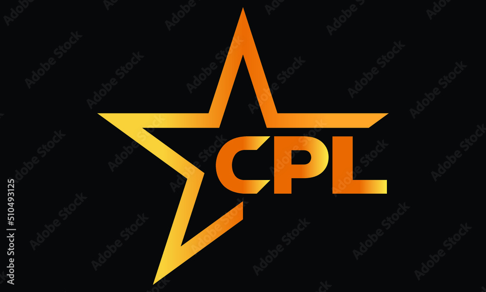 CPL golden luxury star icon three letter logo design vector template ...