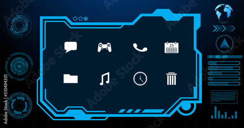 abstract hud ui. Abstract hi tech. Abstract digital background with technology. Vector abstract technology. Interface. 