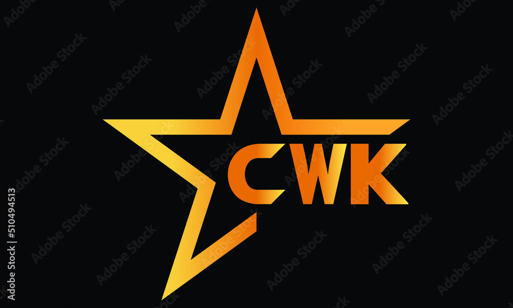 CWK golden luxury star icon three letter logo design vector template. royal logo | luxury logo | jewelry logo | premium logo | iconic logo | Victoria logo | - obrazy, fototapety, plakaty 