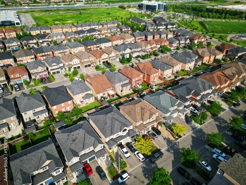 Residential buildings in Ontario, Canada. Suburban residential street. Residential area in the suburbs.