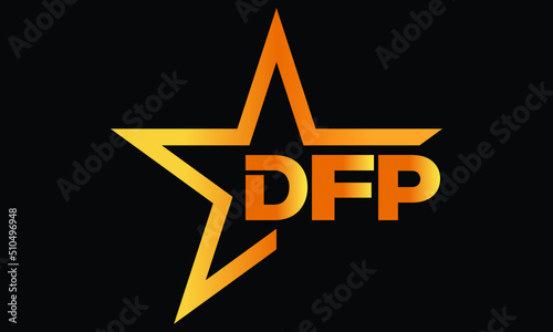 DFP golden luxury star icon three letter logo design vector template. royal logo | luxury logo | jewelry logo | premium logo | iconic logo | Victoria logo |