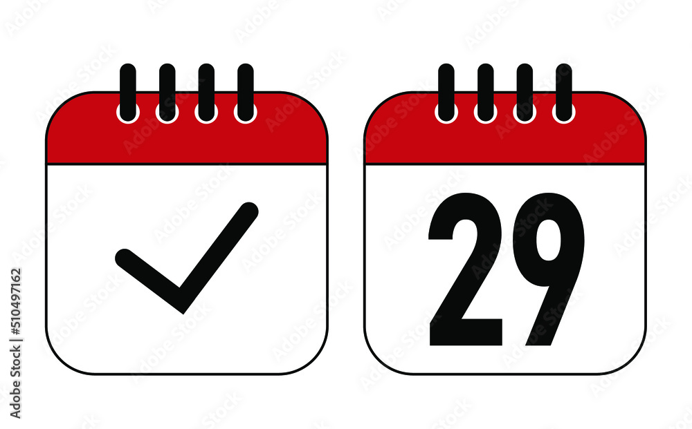 Icon page calendar day 29. Schedule marked. Icon page calendar day 29. Schedule marked.