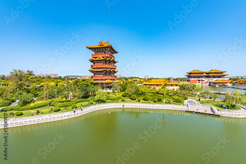 Kaifeng Millennium City Park, a Large-scale Historical Cultural Theme Park in Chinese Famous Ancient City of Kaifeng, Henan Province, China. photo