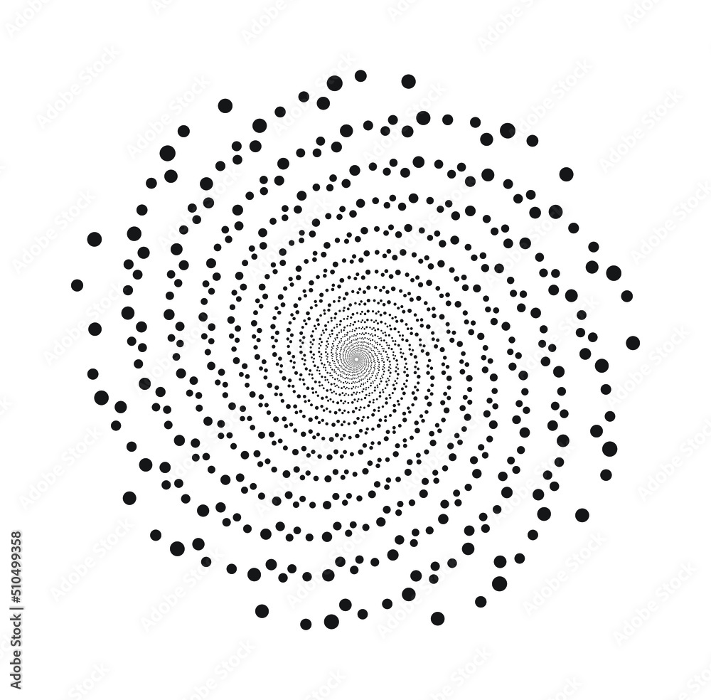 Abstract halftone spiral background. concentric dotted background. Spiral halftone design element for multipurpose use.