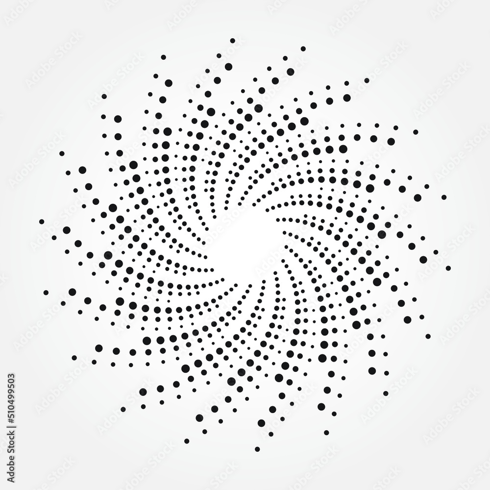 Naklejka premium Halftone dotted background circularly distributed. Halftone effect vector pattern, texture, frame. Circle dots isolated on the white background. Border logo icon. Draft emblem for design.