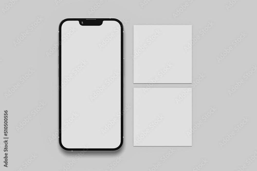 Blank phone illustration. Social media post illustration. 3D Render. Blank phone illustration. Social media post illustration. 3D Render.