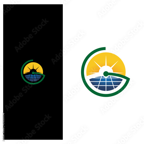 G sun solar panel logo concept