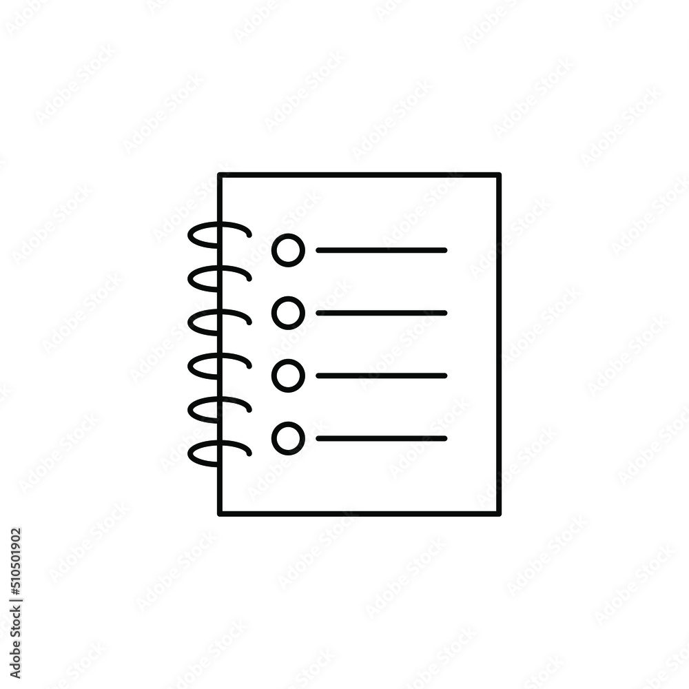 Notes, Notepad, Notebook, Memo, Diary, Paper Thin Line Icon Vector Illustration Logo Template. Suitable For Many Purposes. Notes, Notepad, Notebook, Memo, Diary, Paper Thin Line Icon Vector Illustration Logo Template. Suitable For Many Purposes.
