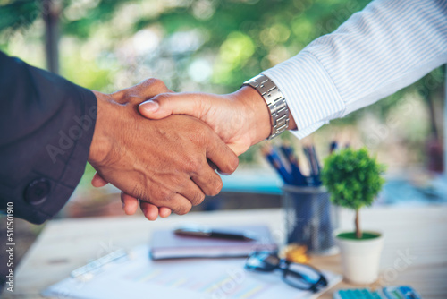 Photo Trust honesty business customer handshake together promise respect partner