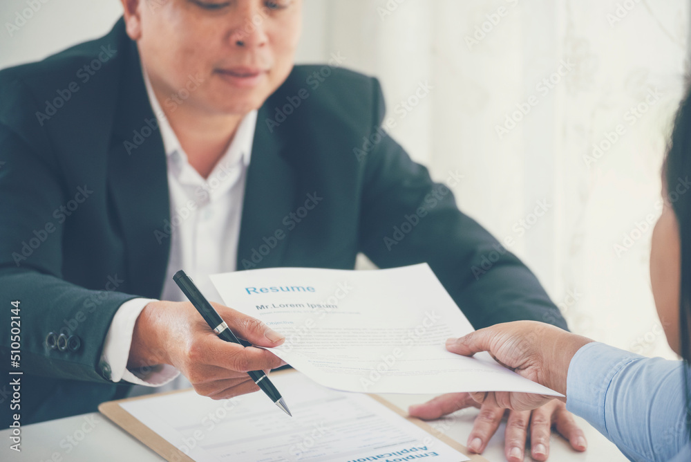Businessman job interview by human resource HR officer interviwing