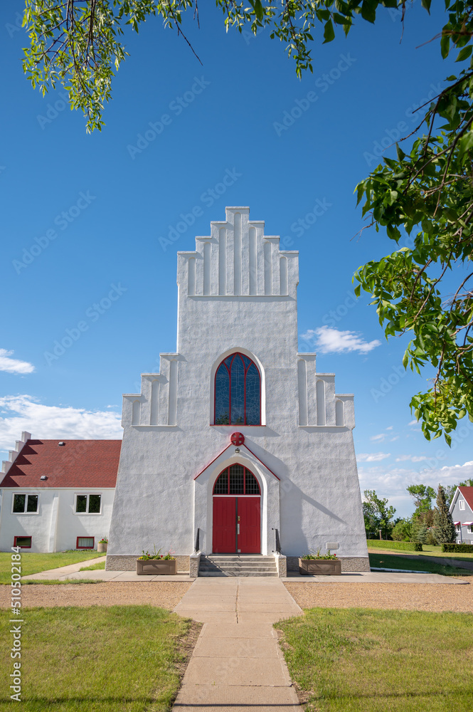 Old Danish styled Lutheran church on the prairies of Alberta. 