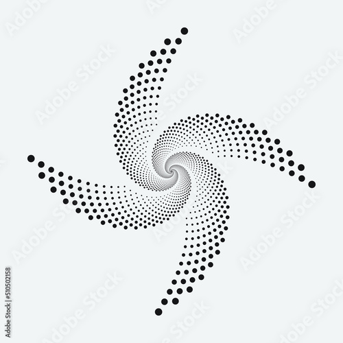 Halftone logo. Circular dotted logo isolated on the white background. Garment fabric design. Halftone circle dots texture. Vector design element for various purposes.
