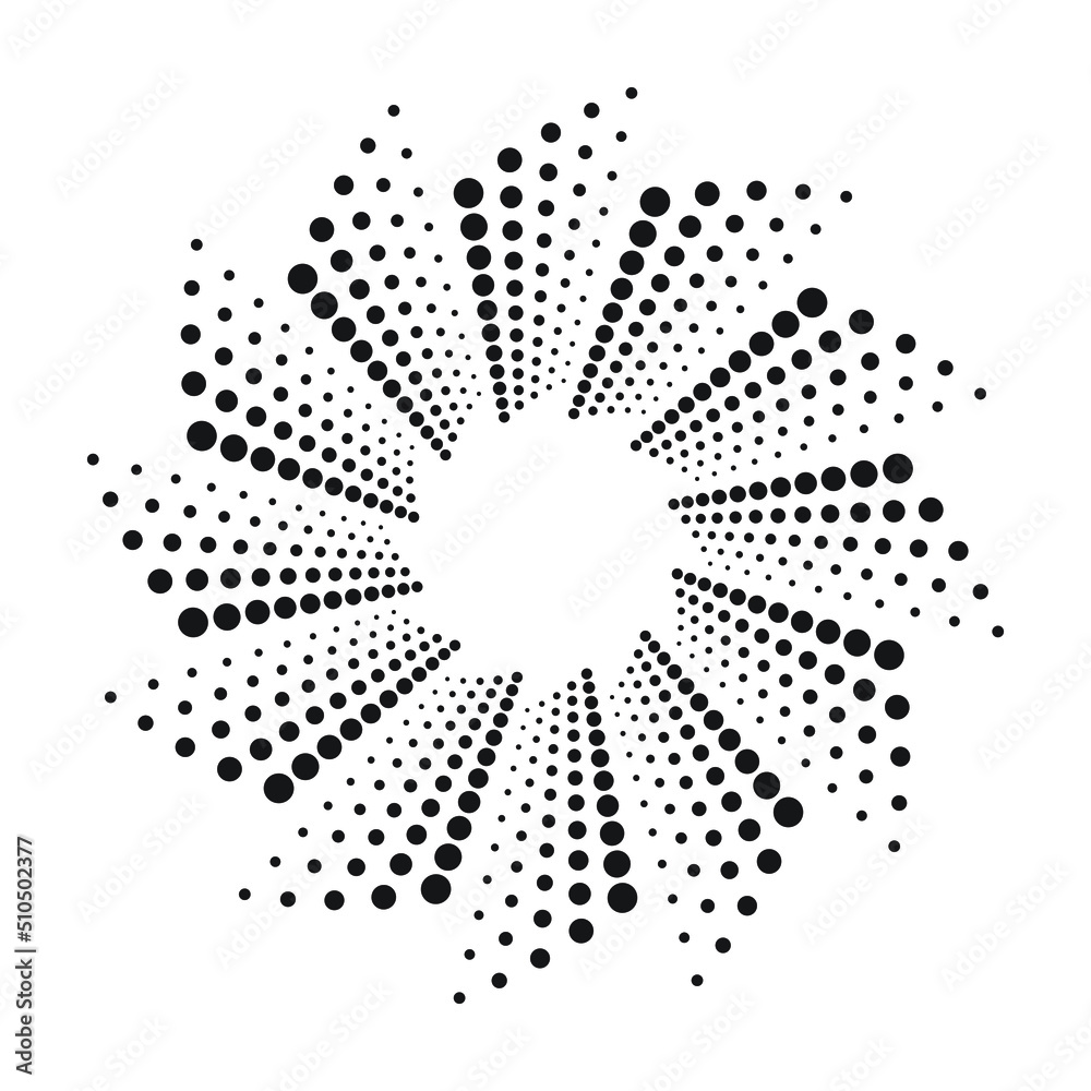 Circle halftone spiral background. dots abstract concentric circle. spiral, swirl, twirl element. Circular and radial dots helix. Segmented circle with rotation. Circle halftone spiral background. dots abstract concentric circle. spiral, swirl, twirl element. Circular and radial dots helix. Segmented circle with rotation.