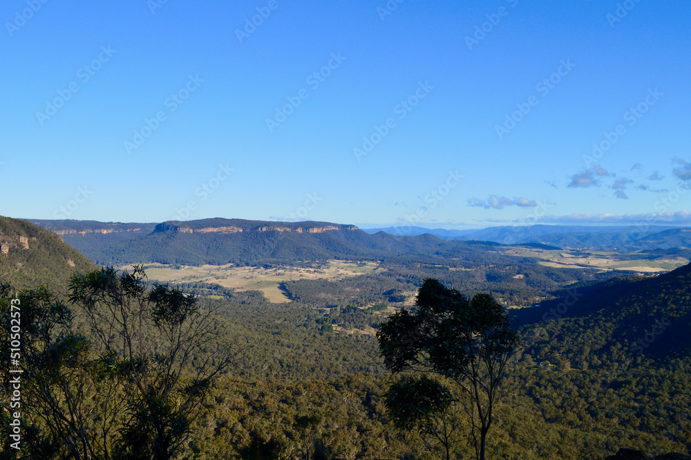 A view from Mitchell Pass Lookout at Mt Victoria in thew Blue Mountains of Australia A view from Mitchell Pass Lookout at Mt Victoria in thew Blue Mountains of Australia