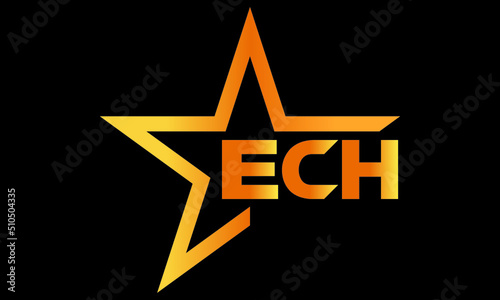 ECH golden luxury star icon three letter logo design vector template. royal logo | luxury logo | jewelry logo | premium logo | iconic logo | Victoria logo |