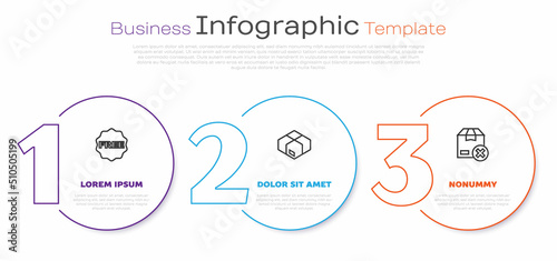 Set line rice tag with Free, Carton cardboard box and . Business infographic template. Vector