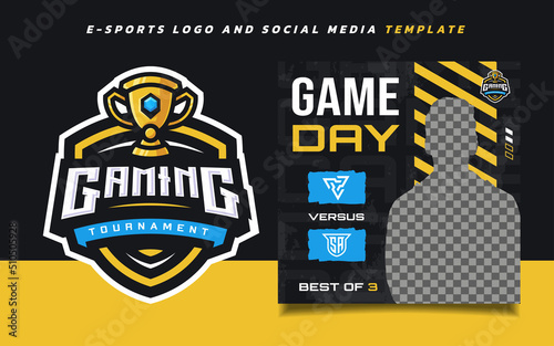 Game Day E-sports Gaming Banner Template for social media with Gaming Tournament Logo