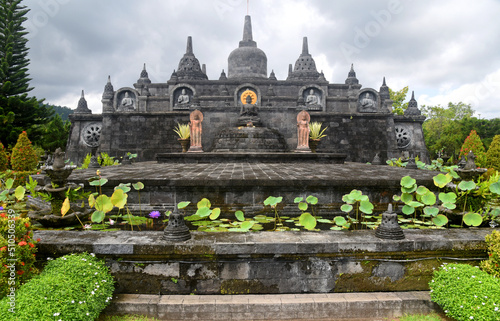 Buddhist temple monastery at Buleleng regency of Bali,Indonesia (Brahmavihara Arama),during a sunny day photo