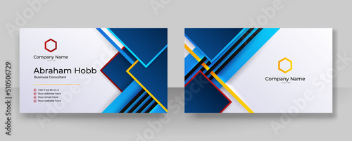 Modern blue yellow and white business card design template