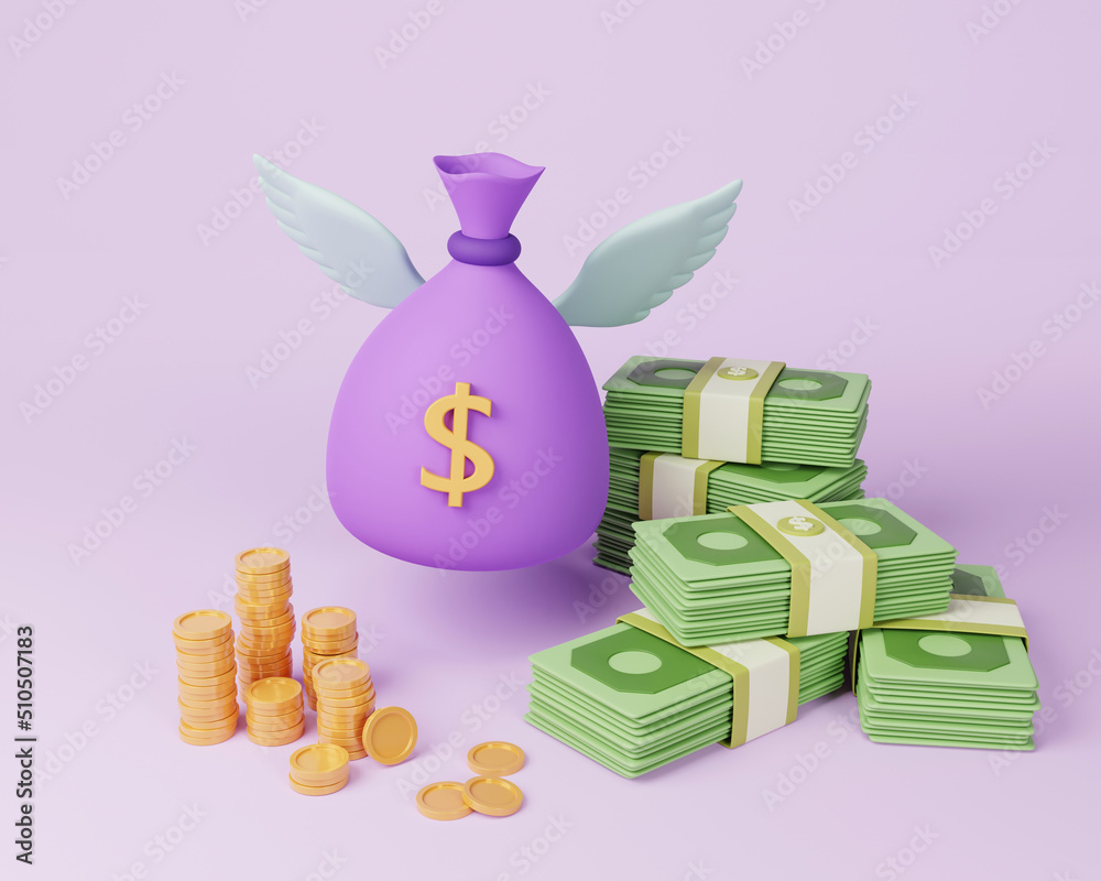 3d money concept. flying bag of money, coins,stack and bundle of money
3d money concept. flying bag of money, coins,stack and bundle of money