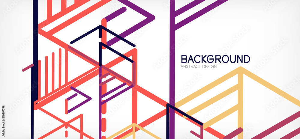 Fototapeta premium Abstract background. Color lines on white background. Linear abstract composition. Techno or business concept for wallpaper, banner, background, landing page