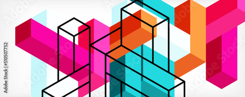 Abstract background. 3d cubes, cubic elements and blocks. Techno or business concept for wallpaper, banner, background, landing page