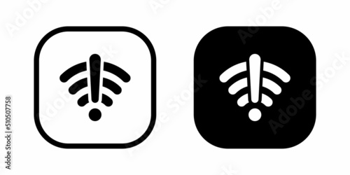 No internet connection, wifi off icon vector on square button