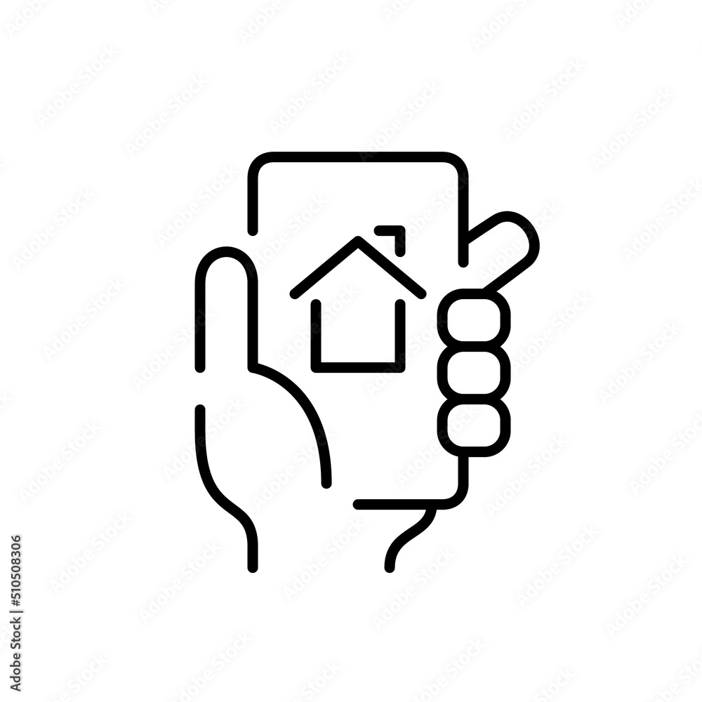 Smart home control smartphone app. Pixel perfect, editable stroke line icon Smart home control smartphone app. Pixel perfect, editable stroke line icon
