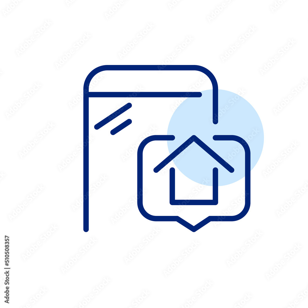 Smart home message notification on a smartphone. Pixel perfect, editable stroke line art icon Smart home message notification on a smartphone. Pixel perfect, editable stroke line art icon