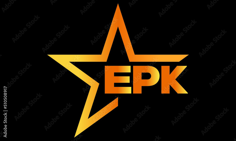 EPK golden luxury star icon three letter logo design vector template ...
