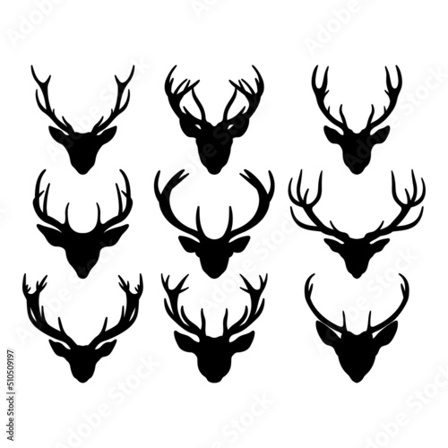 Deer antlers. Template for plotter lazer cutting of paper, wood.