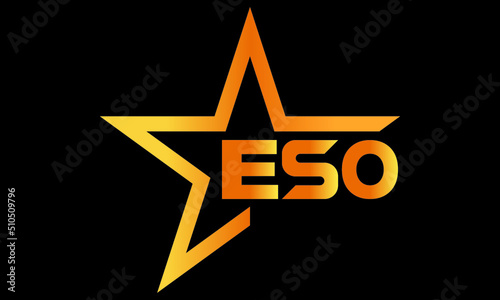 ESO golden luxury star icon three letter logo design vector template. royal logo | luxury logo | jewelry logo | premium logo | iconic logo | Victoria logo |