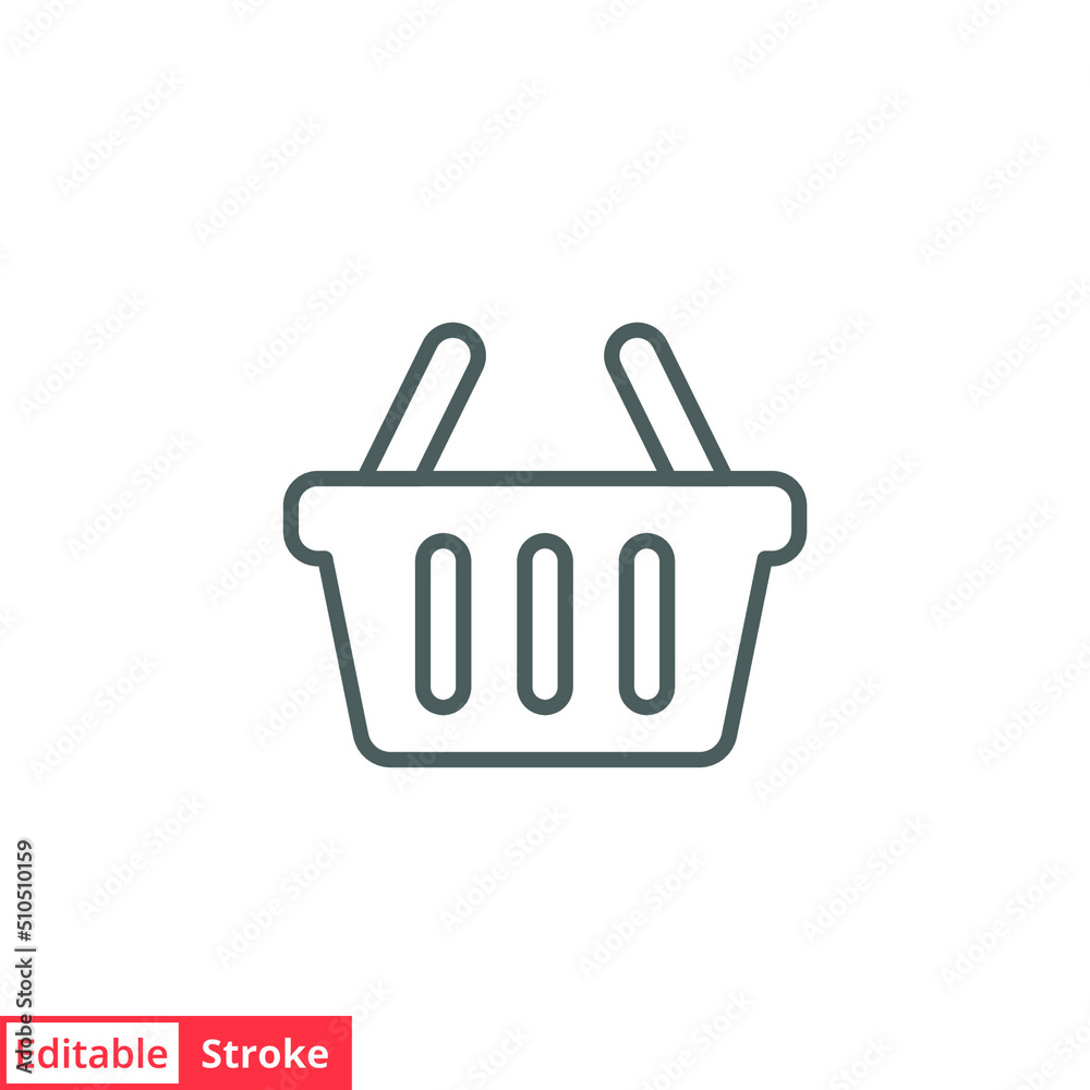 Shopping cart line icon. Simple outline style. Basket shop bag for online store. Vector design illustration isolated on white background. Editable stroke EPS 10. Shopping cart line icon. Simple outline style. Basket shop bag for online store. Vector design illustration isolated on white background. Editable stroke EPS 10.