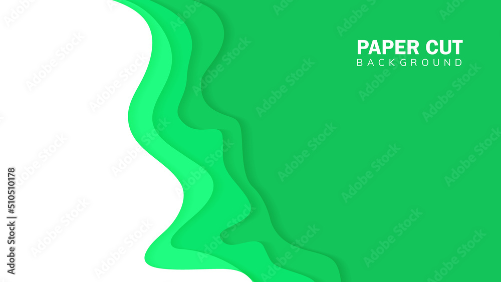Green Paper Cut Wave Shapes design layered curves for business presentations flyers poster