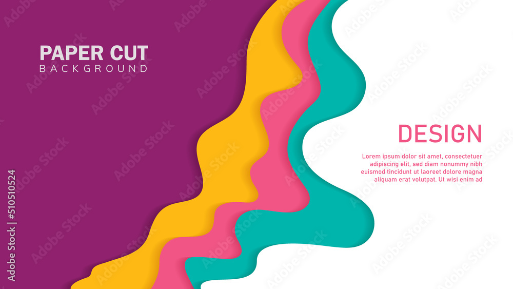 Abstract colorful wavy background papercut style