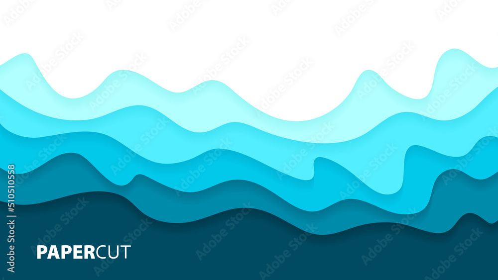 abstract wave blue paper cut background vector illustration abstract wave blue paper cut background vector illustration