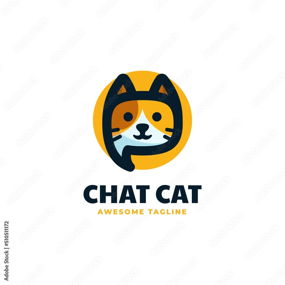 Vector Logo Illustration Chat Cat Mascot Cartoon Style. Vector Logo Illustration Chat Cat Mascot Cartoon Style.