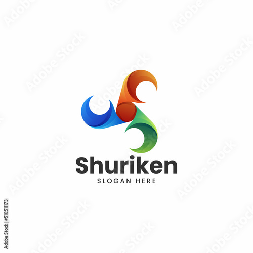 Vector Logo Illustration Shuriken Gradient Colorful Style.