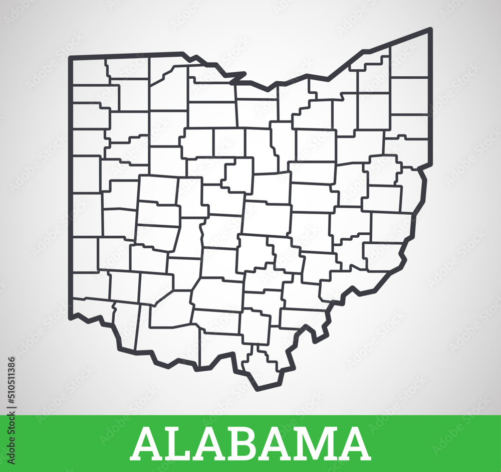 Simple outline map of Alabama, USA. Vector graphic illustration. Stock ...